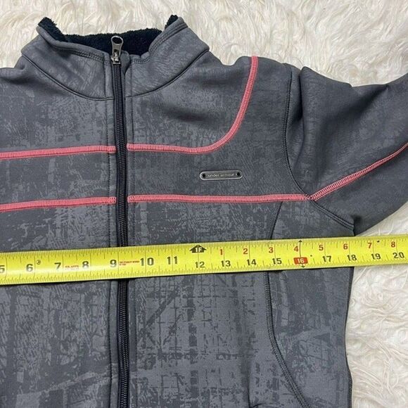 Under Armour Womens Gray & Pink Fleece Lined Jacket Full Zip Long Sleeve Sporty - Picture 8 of 12